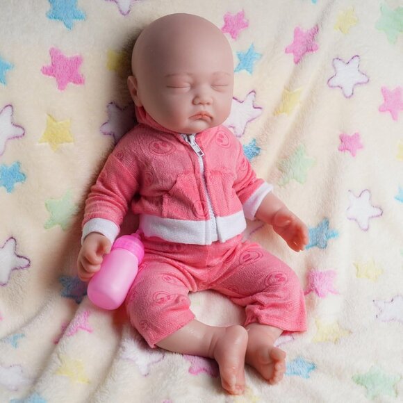 🆕18Inch Realistic Full Body Silicone Closed Eyes and Mouth Newborn Baby Girl - Picture 7 of 10